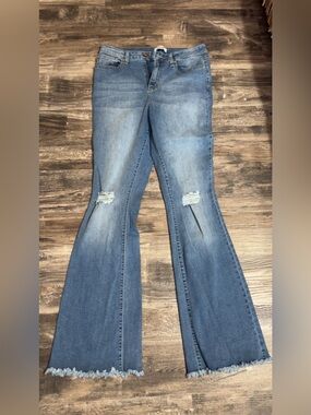 YMI Light Blue Distressed Flare Jeans